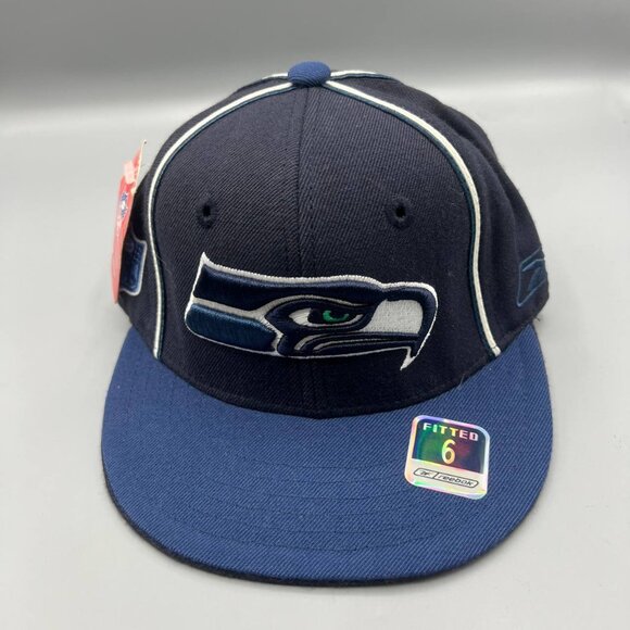 Vintage Seattle Seahawks Hat Child‎ Boys 6 Blue Reebok Fitted Cap New - Picture 1 of 8